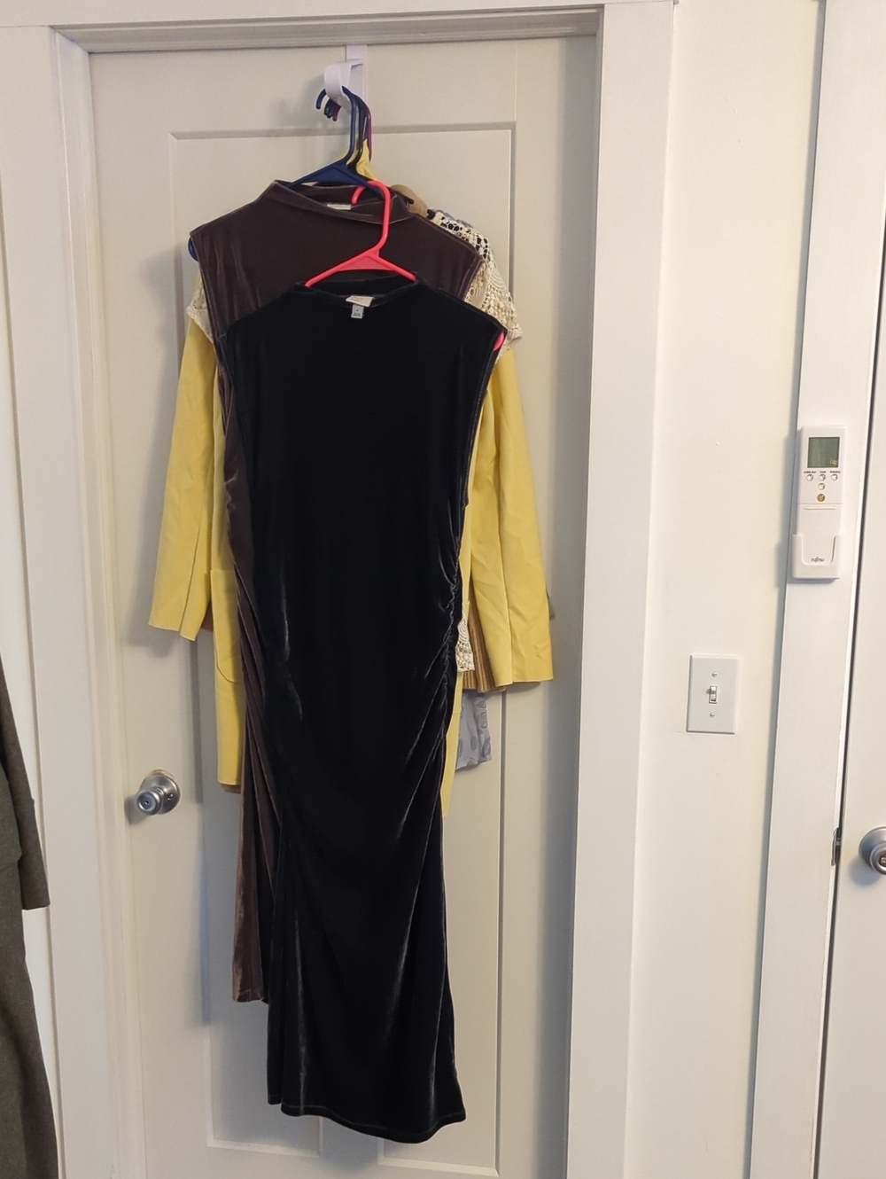 2 Pack Black & Kalamata Olive Purple Velvet Evening Gowns Duo - S 2 Midi Bodycon